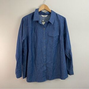 Agnes Orinda Blue Long Sleeve Button Down‎ Top Womens 1X NWT